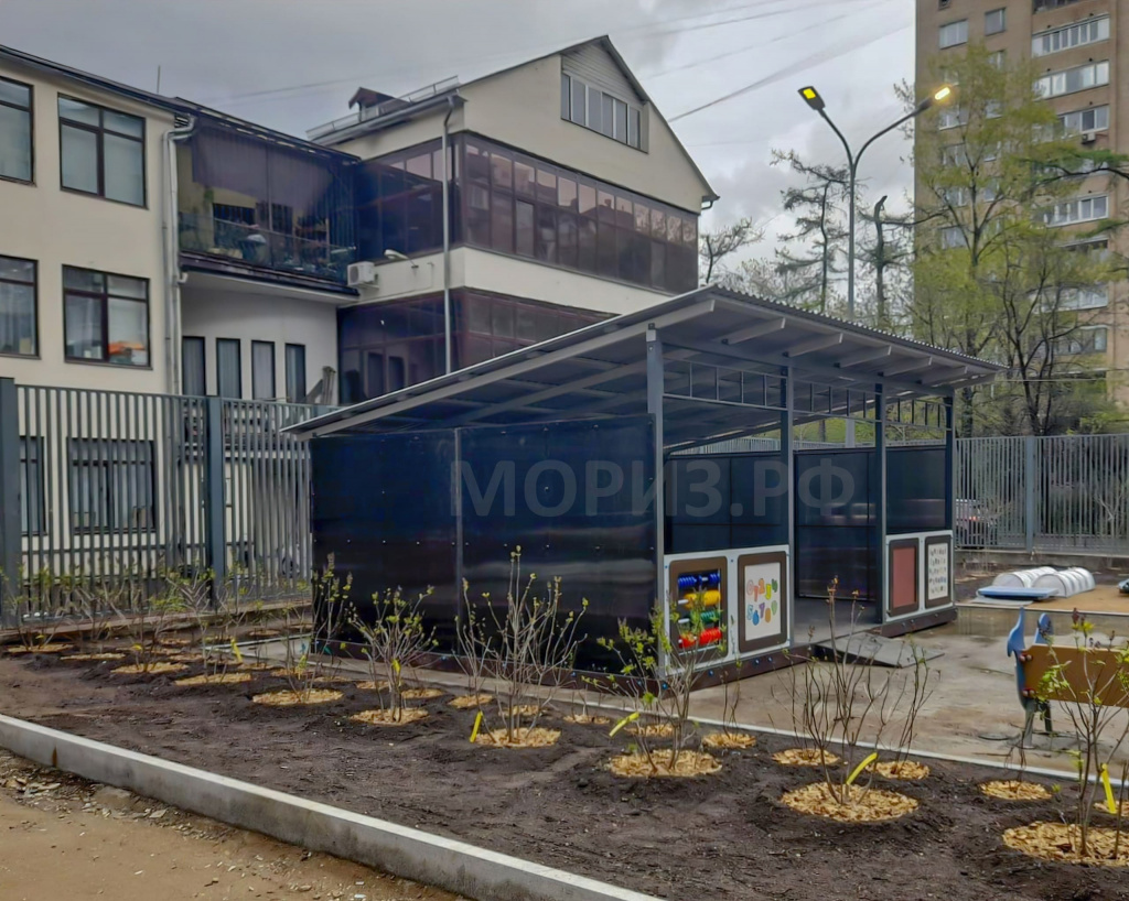 Теневой навес из поликарбоната для детского сада в Москве МОРИЗ