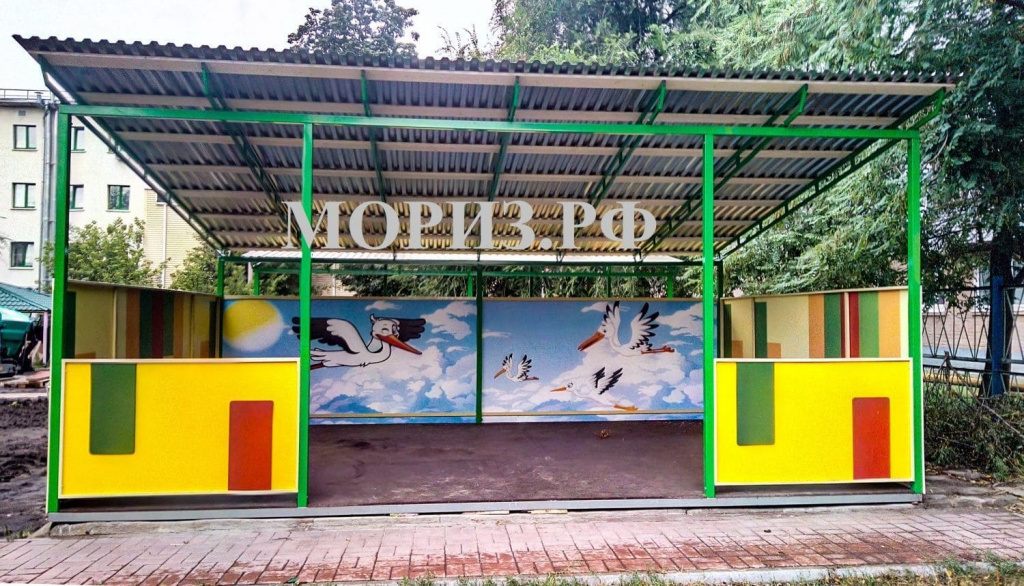 Теневой навес под фасад здания для детского сада в Белгородской области МОРИЗ