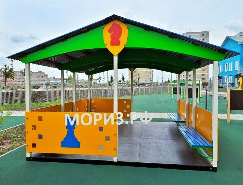 Двухскатный теневой навес для детского сада в Краснодаре МОРИЗ